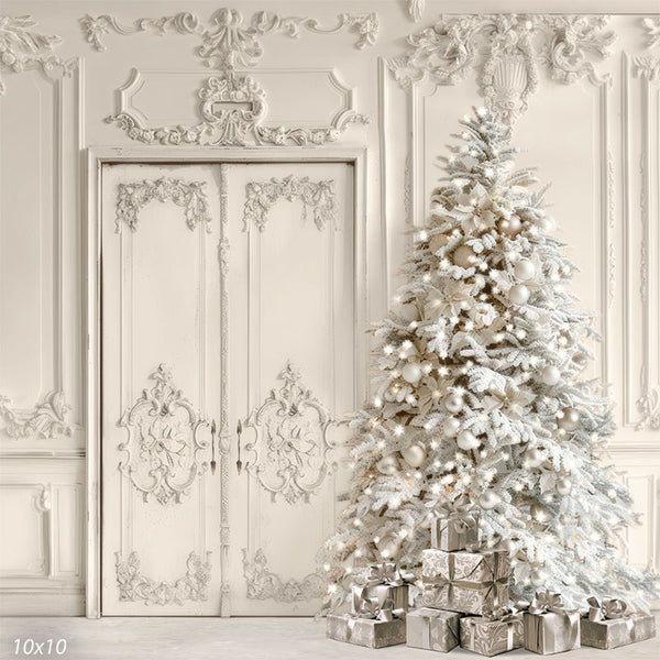 silver and white tree wallpaper
