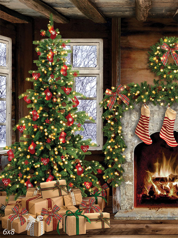 Christmas Lodge Printed Photo Backdrop