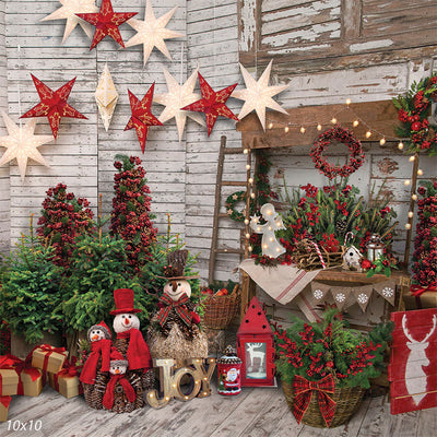 Rustic Red Christmas Backdrop
