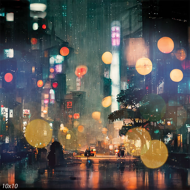 Cyberpunk City Night Street Backdrop