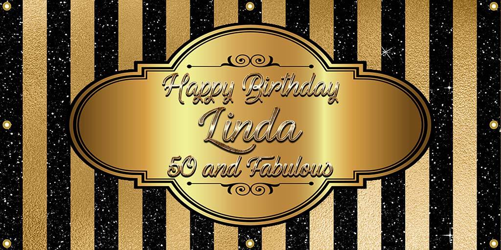 Black and Gold Elegant Birthday Banner - The Backdrop Store