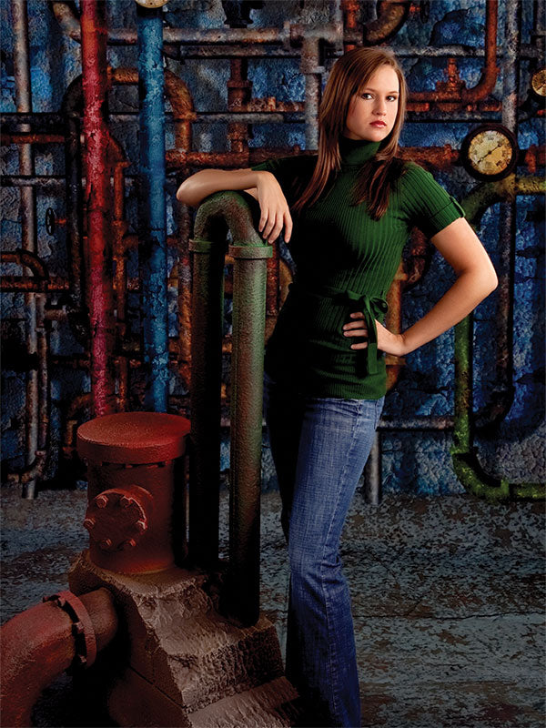 Piped Industrial Photography Backdrop Rusted Grunge Studio Look