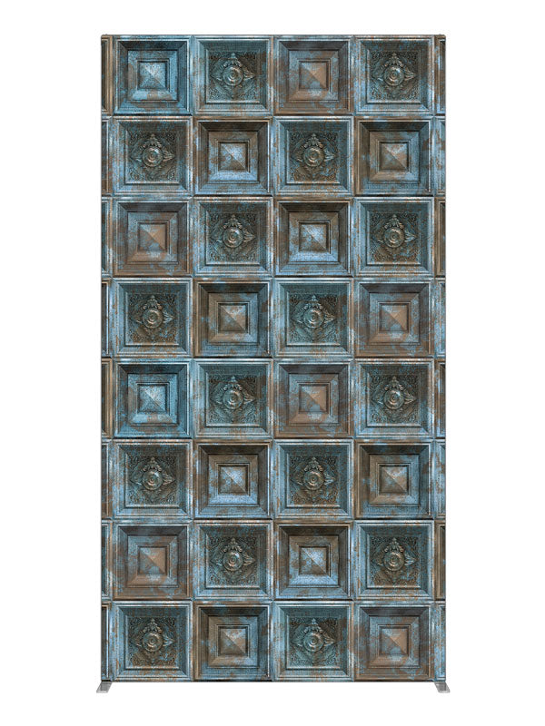 Flaking Blue Baroque, photography backdrop panel for Denny StudioEdge silicone edge frame, 4 ft