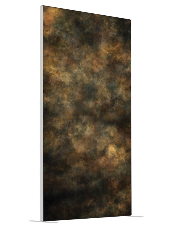 Cyclone Brown Abstract shown at an angled view, photography backdrop panel for Denny StudioEdge silicone edge frame, 4 ft