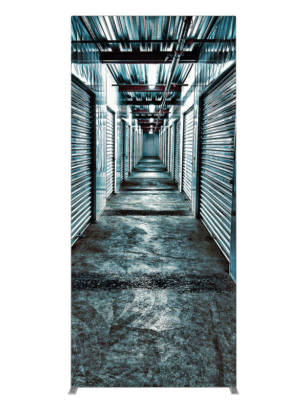 Sleek Industrial Storage Corridor, photography backdrop panel for Denny StudioEdge silicone edge frame, 3 ft