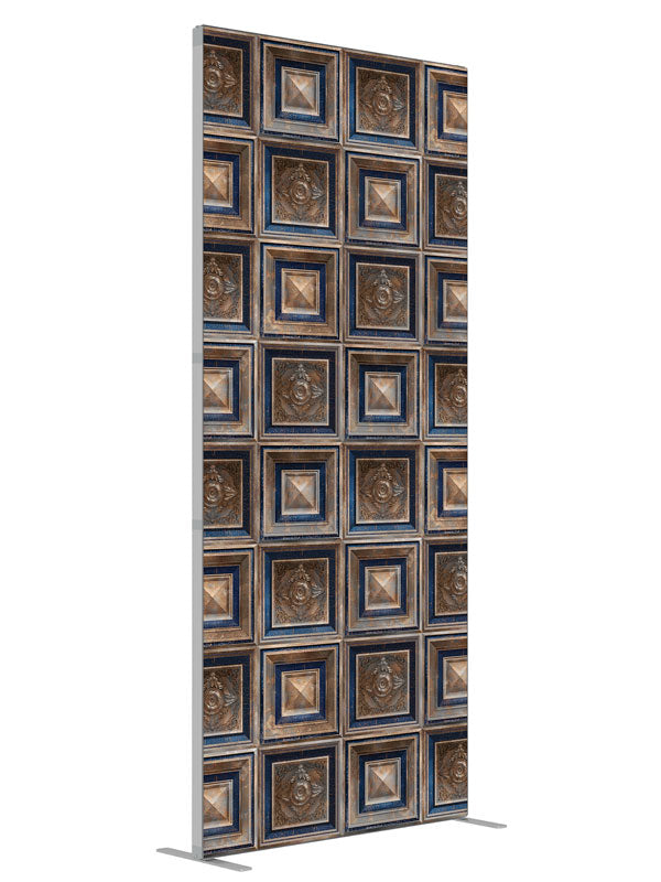 Blue Rust Baroque shown at an angled view, photography backdrop panel for Denny StudioEdge silicone edge frame, 3 ft