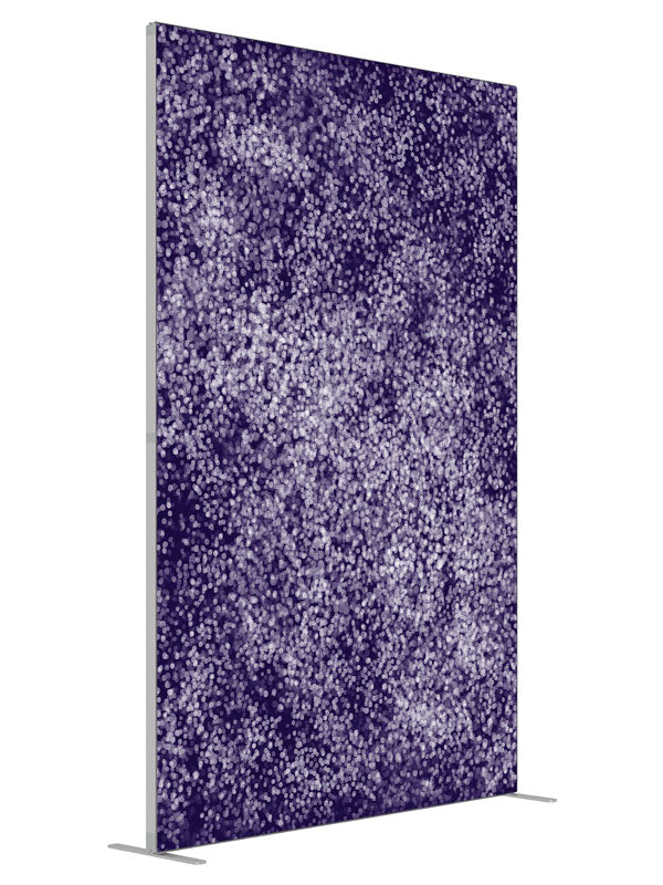 Purple Bokeh shown at an angled view, photography backdrop panel for Denny StudioEdge silicone edge frame, 5 ft
