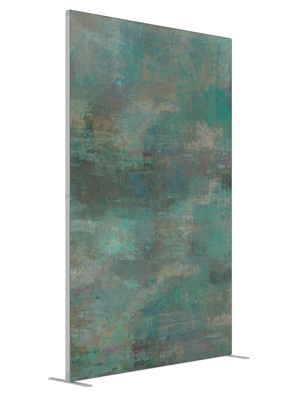 Rustic Teal Magpie shown at an angled view, photography backdrop panel for Denny StudioEdge silicone edge frame, 5 ft
