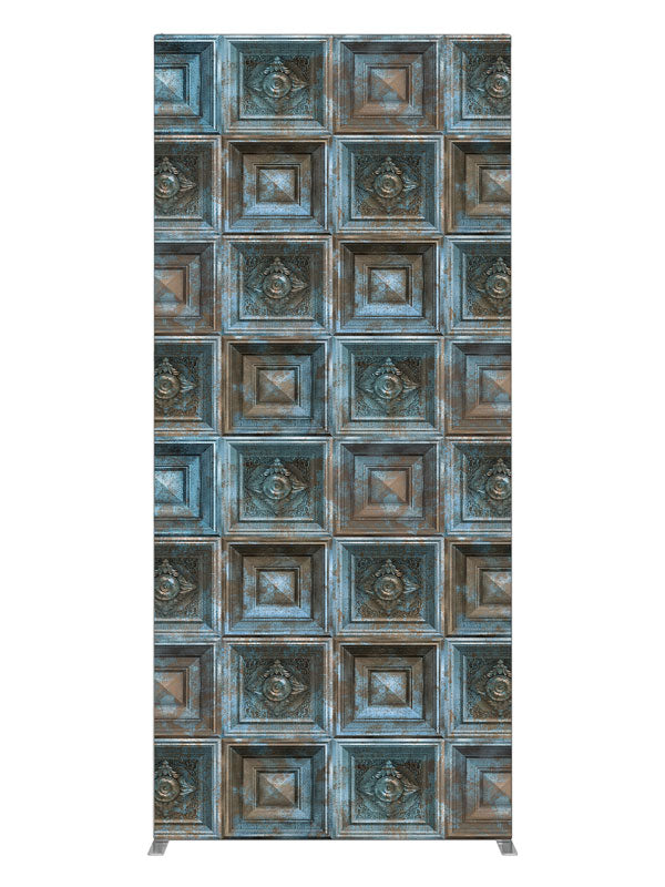 Flaking Blue Baroque, photography backdrop panel for Denny StudioEdge silicone edge frame, 3 ft