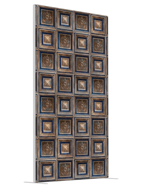 Blue Rust Baroque shown at an angled view, photography backdrop panel for Denny StudioEdge silicone edge frame, 4 ft