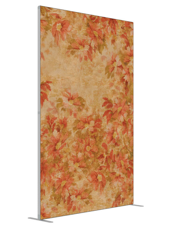 Nostalgic Autumn Floral shown at an angled view, photography backdrop panel for Denny StudioEdge silicone edge frame, 5 ft
