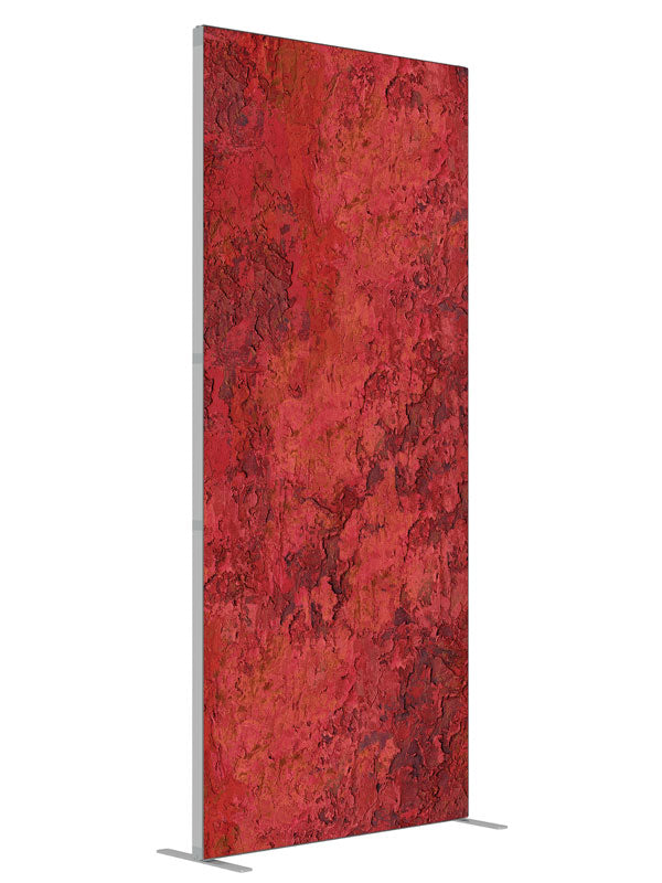Isabella Red shown at an angled view, photography backdrop panel for Denny StudioEdge silicone edge frame, 3 ft