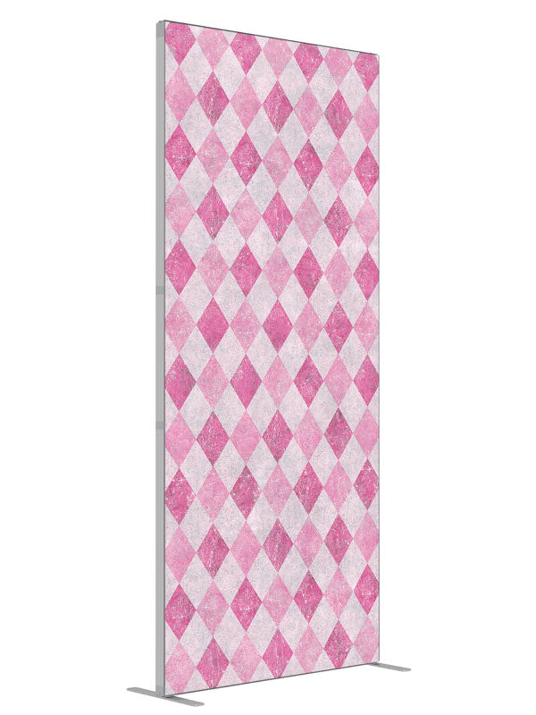 Jester's Court Pink Diamond shown at an angled view, photography backdrop panel for Denny StudioEdge silicone edge frame, 3 ft