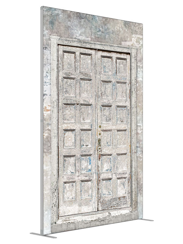 Double Doors shown at an angled view, photography backdrop panel for Denny StudioEdge silicone edge frame, 5 ft