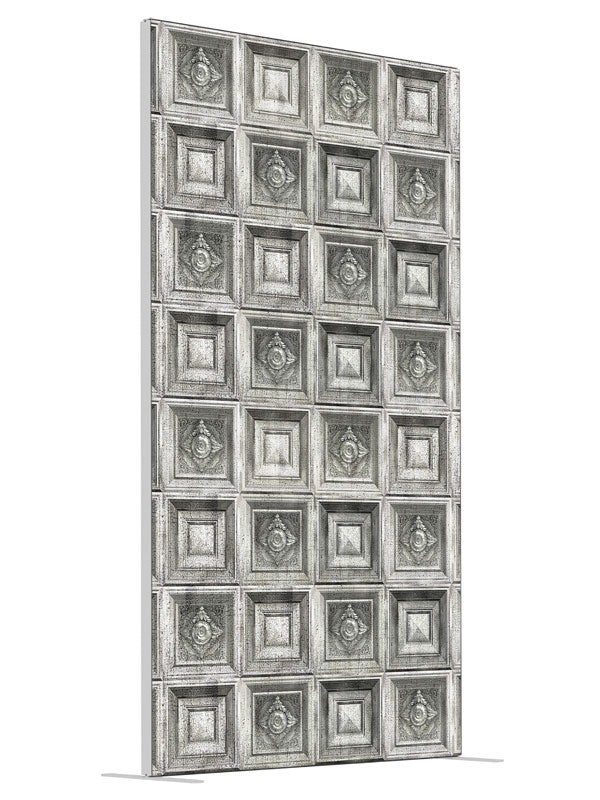 Cracked White Baroque shown at an angled view, photography backdrop panel for Denny StudioEdge silicone edge frame, 4 ft