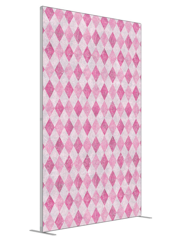 Jester's Court Pink Diamond shown at an angled view, photography backdrop panel for Denny StudioEdge silicone edge frame, 5 ft