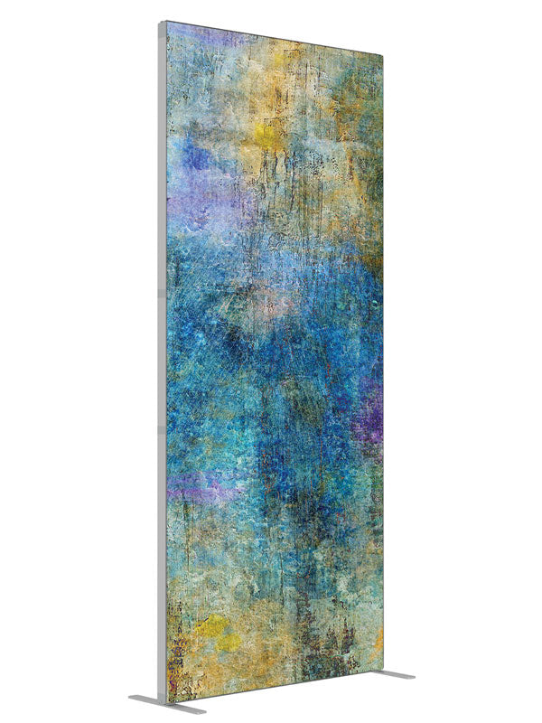 Rainbow Grunge shown at an angled view, photography backdrop panel for Denny StudioEdge silicone edge frame, 3 ft