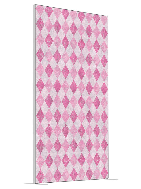 Jester's Court Pink Diamond shown at an angled view, photography backdrop panel for Denny StudioEdge silicone edge frame, 4 ft