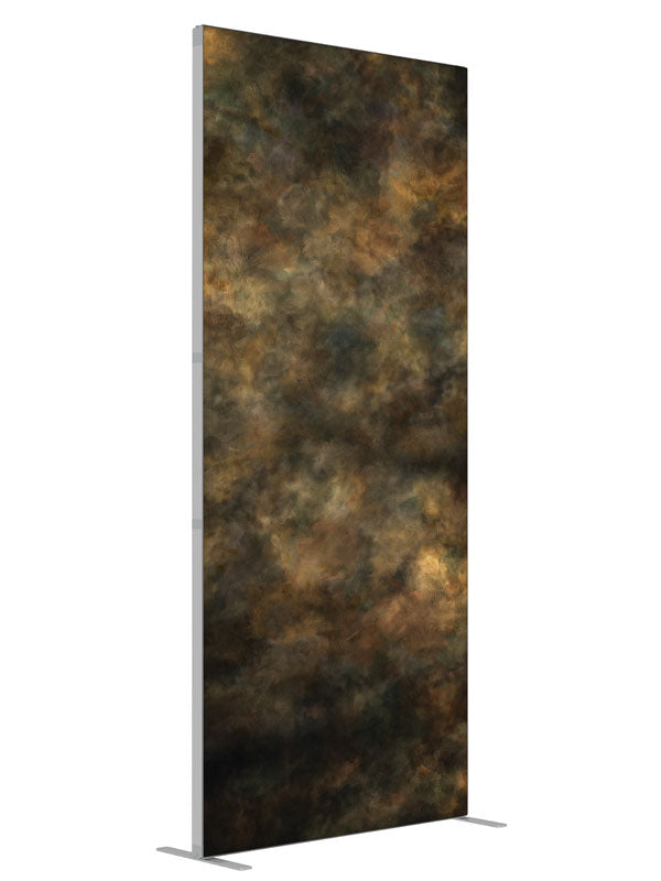 Cyclone Brown Abstract shown at an angled view, photography backdrop panel for Denny StudioEdge silicone edge frame, 3 ft