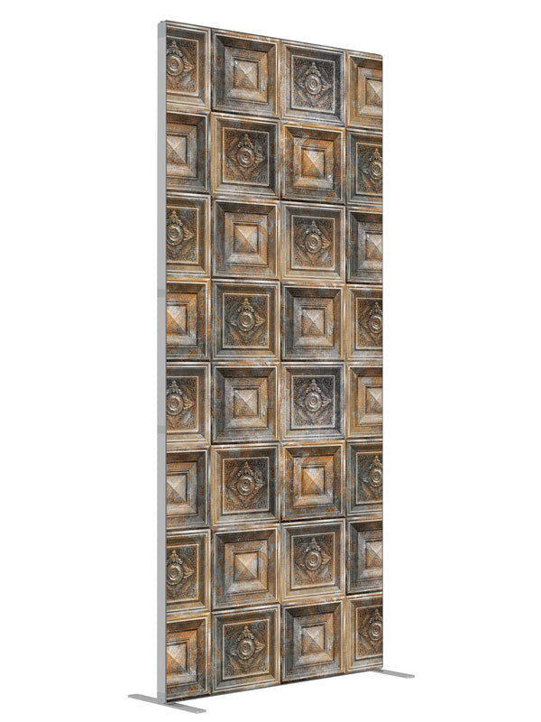 Baroque Rusted Tin shown at an angled view, photography backdrop panel for Denny StudioEdge silicone edge frame, 3 ft
