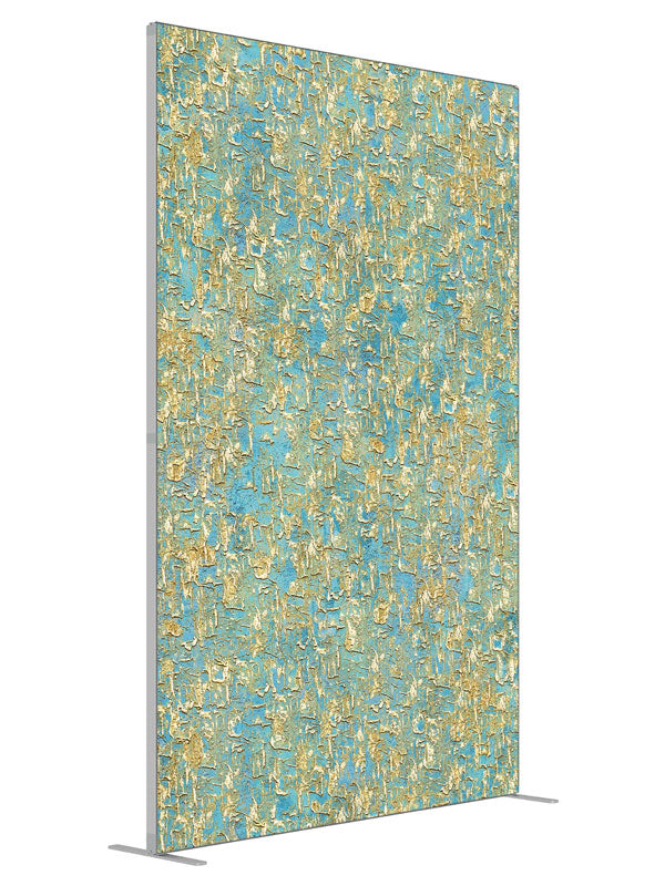 Sophia Aqua shown at an angled view, photography backdrop panel for Denny StudioEdge silicone edge frame, 5 ft