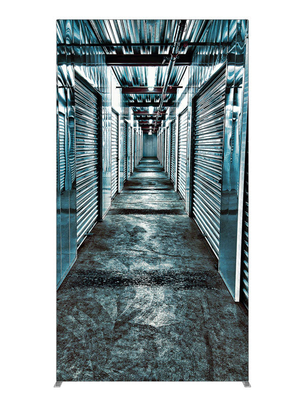 Sleek Industrial Storage Corridor, photography backdrop panel for Denny StudioEdge silicone edge frame, 4 ft