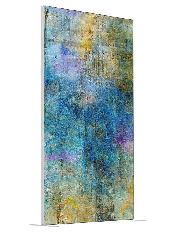 Rainbow Grunge shown at an angled view, photography backdrop panel for Denny StudioEdge silicone edge frame, 4 ft