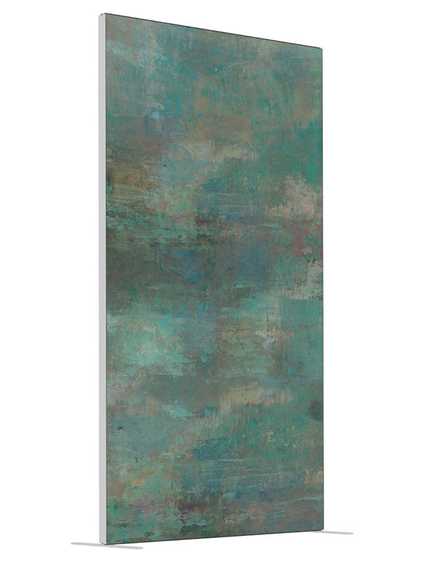 Rustic Teal Magpie shown at an angled view, photography backdrop panel for Denny StudioEdge silicone edge frame, 4 ft