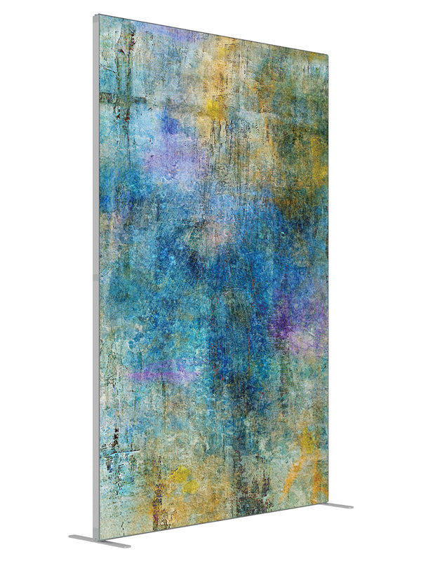 Rainbow Grunge shown at an angled view, photography backdrop panel for Denny StudioEdge silicone edge frame, 5 ft