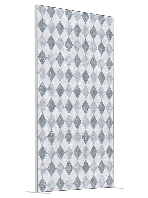 Jester's Court Gray Diamond shown at an angled view, photography backdrop panel for Denny StudioEdge silicone edge frame, 4 ft