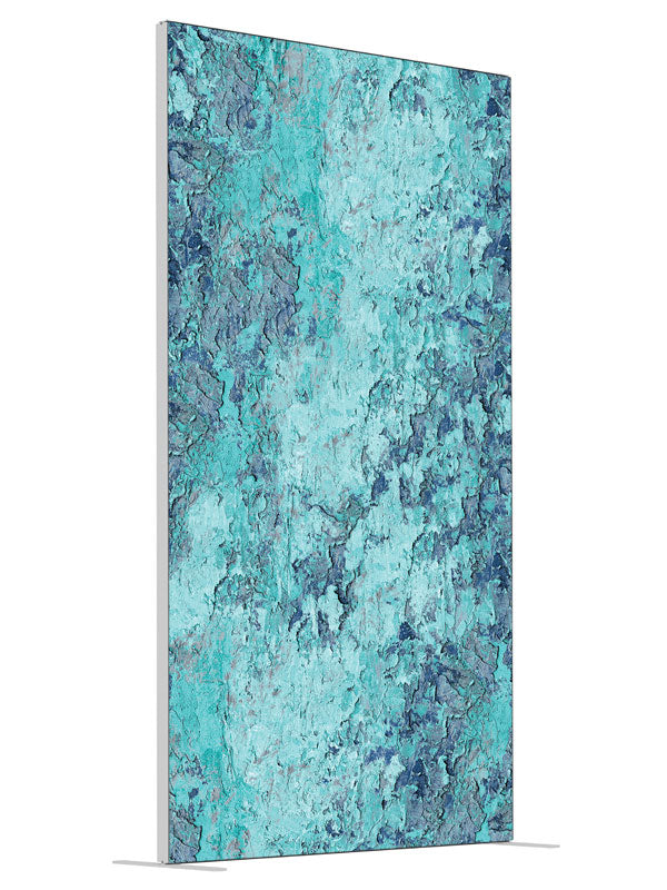 Isabella Aqua shown at an angled view, photography backdrop panel for Denny StudioEdge silicone edge frame, 4 ft