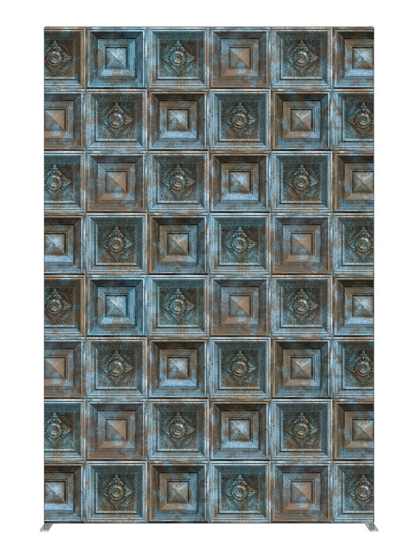 Flaking Blue Baroque, photography backdrop panel for Denny StudioEdge silicone edge frame, 5 ft