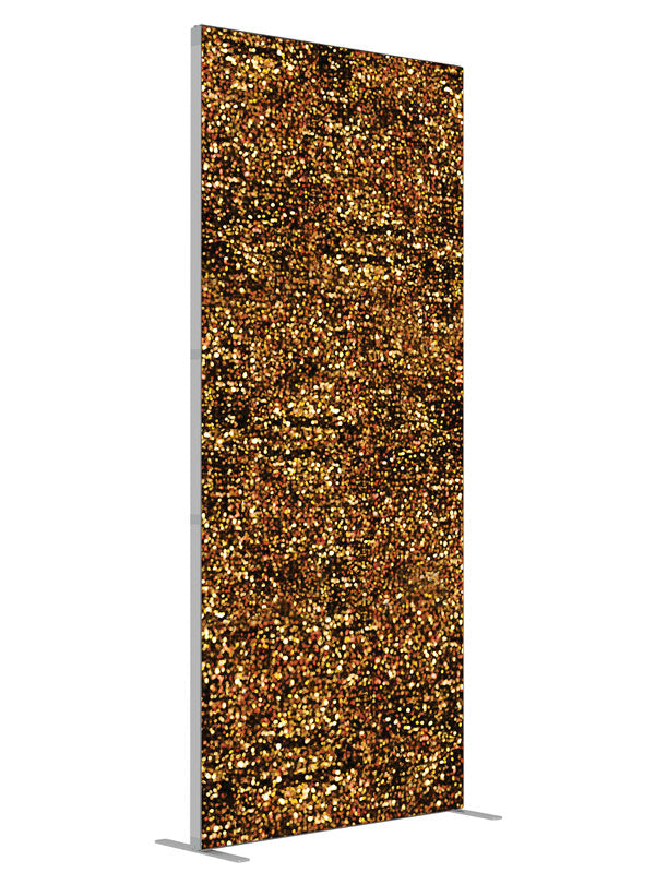 Lanes Gold Glitter Bokeh shown at an angled view, photography backdrop panel for Denny StudioEdge silicone edge frame, 3 ft