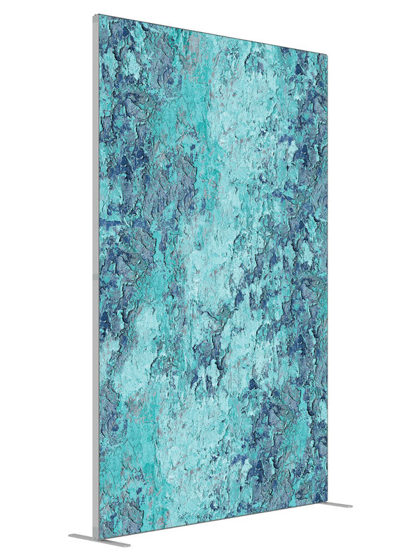 Isabella Aqua shown at an angled view, photography backdrop panel for Denny StudioEdge silicone edge frame, 5 ft