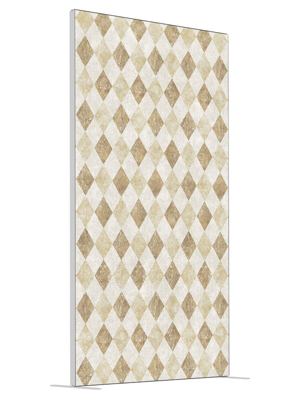 Jester's Court Tan Diamond shown at an angled view, photography backdrop panel for Denny StudioEdge silicone edge frame, 4 ft