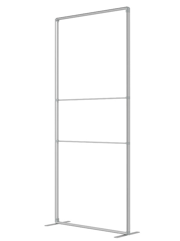 A single 3 ft adjustable frame panel viewed from a three-quarter angle, in lightweight silver aluminum — part of the Denny StudioEdge modular backdrop frame system.