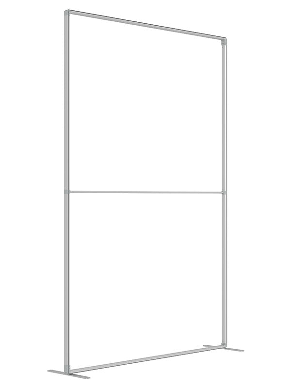 A single 5 ft frame panel viewed from a three-quarter angle, in lightweight silver aluminum — part of the Denny StudioEdge modular backdrop frame system.