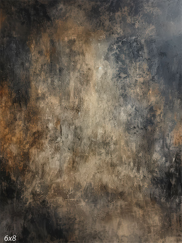 Hand-painted abstract textured backdrop with earthy brown tones and rugged textures, ideal for portrait and editorial photography sessions.