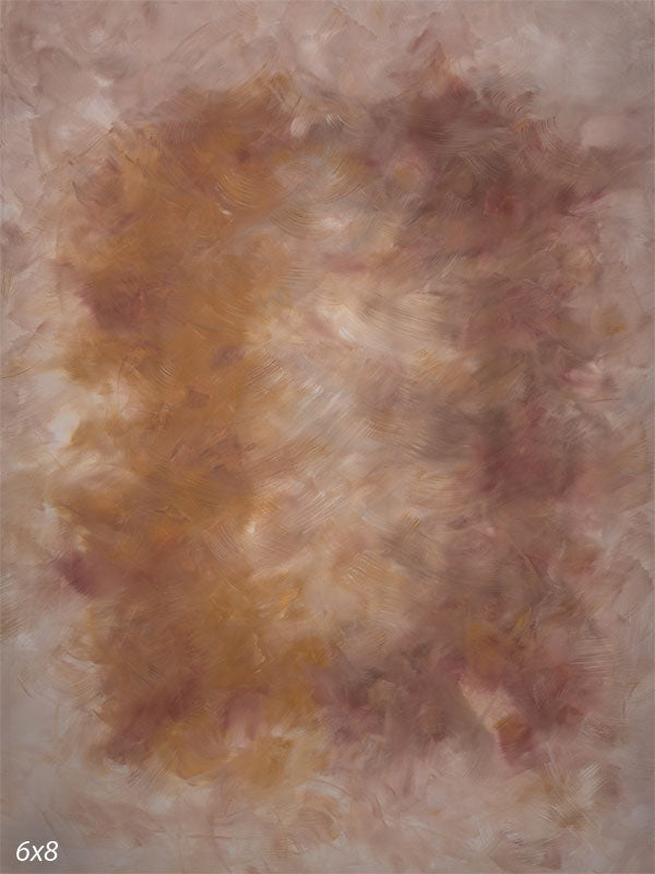 Soft warm neutral hand-painted photography backdrop blending cream, tan and muted mauve in a gently clouded surface for studio portraits.