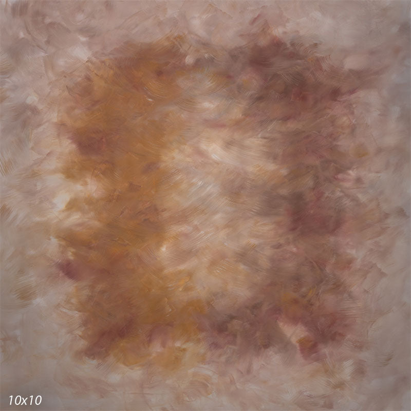 Soft warm neutral hand-painted photography backdrop blending cream, tan and muted mauve in a gently clouded surface for studio portraits.