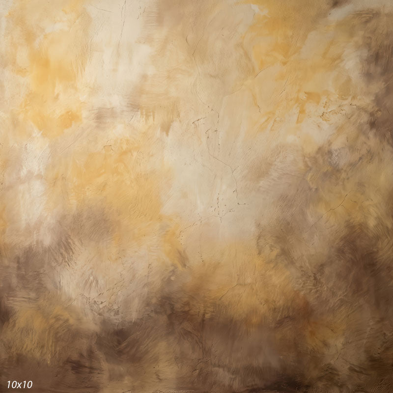 Printed studio background showing a painterly mottled golden amber texture with a lighter center that deepens toward the edges.
