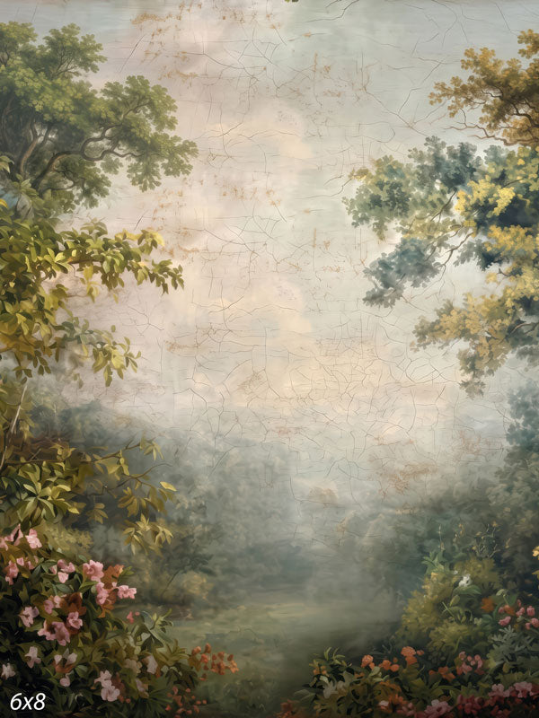 Antique Bloom ethereal rose garden landscape with aged finish photography backdrop CP-8957
