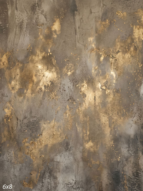 Printed photography backdrop showing warm brown and antique gold with metallic flecks, a soft mottled painterly texture with gentle tonal movement.