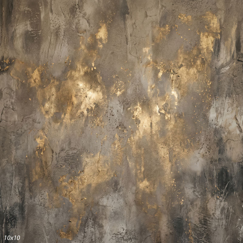 Printed studio background showing a painterly mottled antique gold texture with a lighter center that deepens toward the edges.