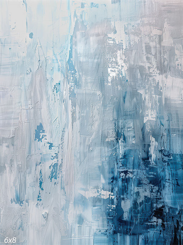 Hand-painted abstract textured backdrop featuring blue and white tones, ideal for portrait and editorial photography.