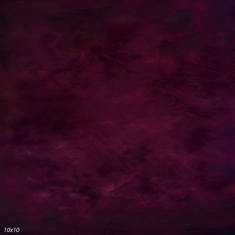 Printed studio background showing a painterly mottled aubergine texture with a lighter center that deepens toward the edges.