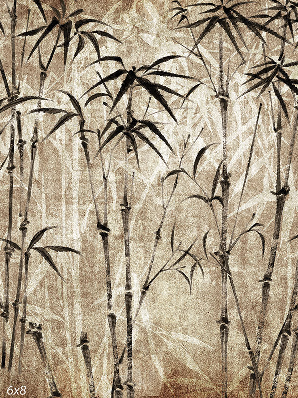 Bamboo Grove Photography Backdrop - Photography backdrop featuring detailed bamboo stalks and leaves against a textured, earthy background.