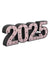 Angled view of a bold 2025 photography prop featuring black sides and glittery multicolor front—perfect for New Year photo shoots and graduation sessions.