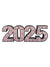 Straight-on view of a multicolor glitter 2025 prop with black edging, ideal for celebratory studio photography like senior portraits or milestone minis.