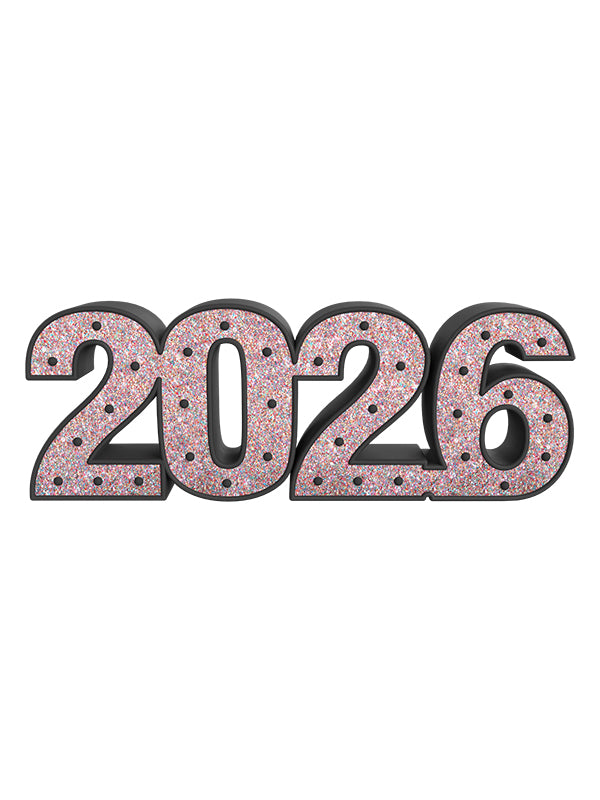 Front-facing view of a black 2026 glitter number prop, perfect for New Year’s Eve mini sessions, senior photos, or milestone-themed setups.
